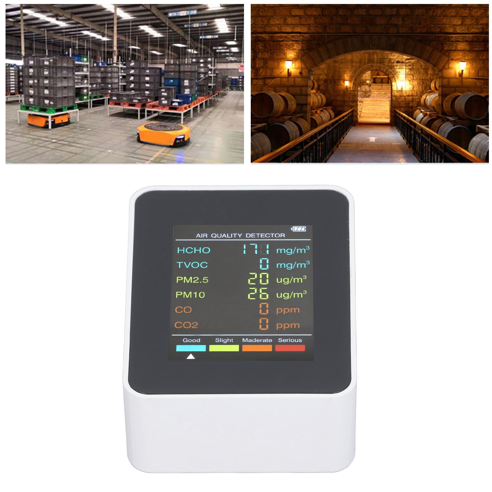 CO2 TVOC HCHO PM2.5 PM10 Detektor ekranu LCD do precyzyjnej kontroli, ładowanie USB dla jakości powietrza wewnętrznego, odporny na zużycie materiał absessowy