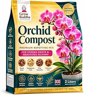 Professional Orchid Potting Mix Compost - 2 Litres | Fast Growth, Strong Root, Long-Blooming Re-Potting Mix for Beautiful Plants - Suitable for All Orchid Varieties