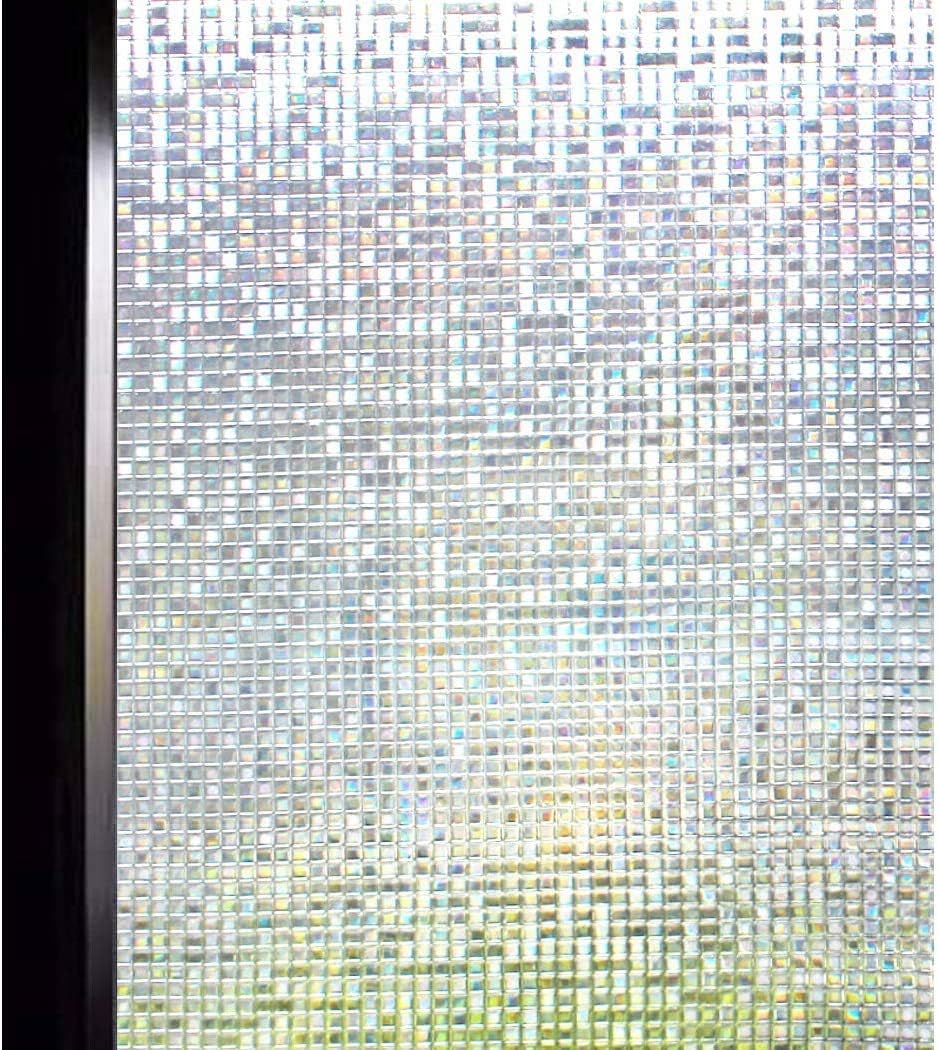 DUOFIRE 3D Window Film Small Mosaic Privacy Window Film Decorative Film Static Cling Glass Film No Glue Anti-UV Window Sticker Non Adhesive for Home Kitchen Office DL004 (23.6in. x 118in.)