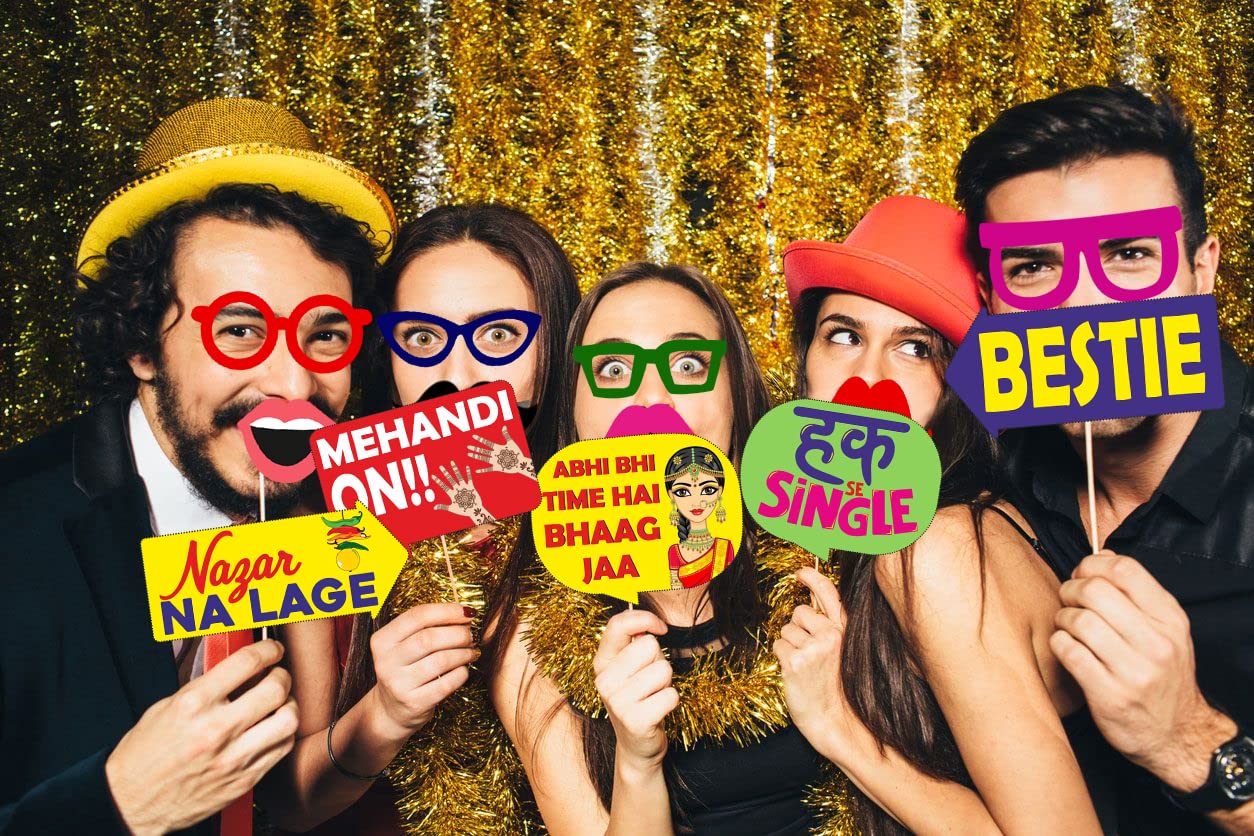Party Propz Wedding Photobooth Props for Bride - 27 Pcs Haldi Props for Bride and Family | Haldi Cutouts for Groom and Family | Bachelorette Party Props | Mehendi Props for Wedding (Cardstock) 4