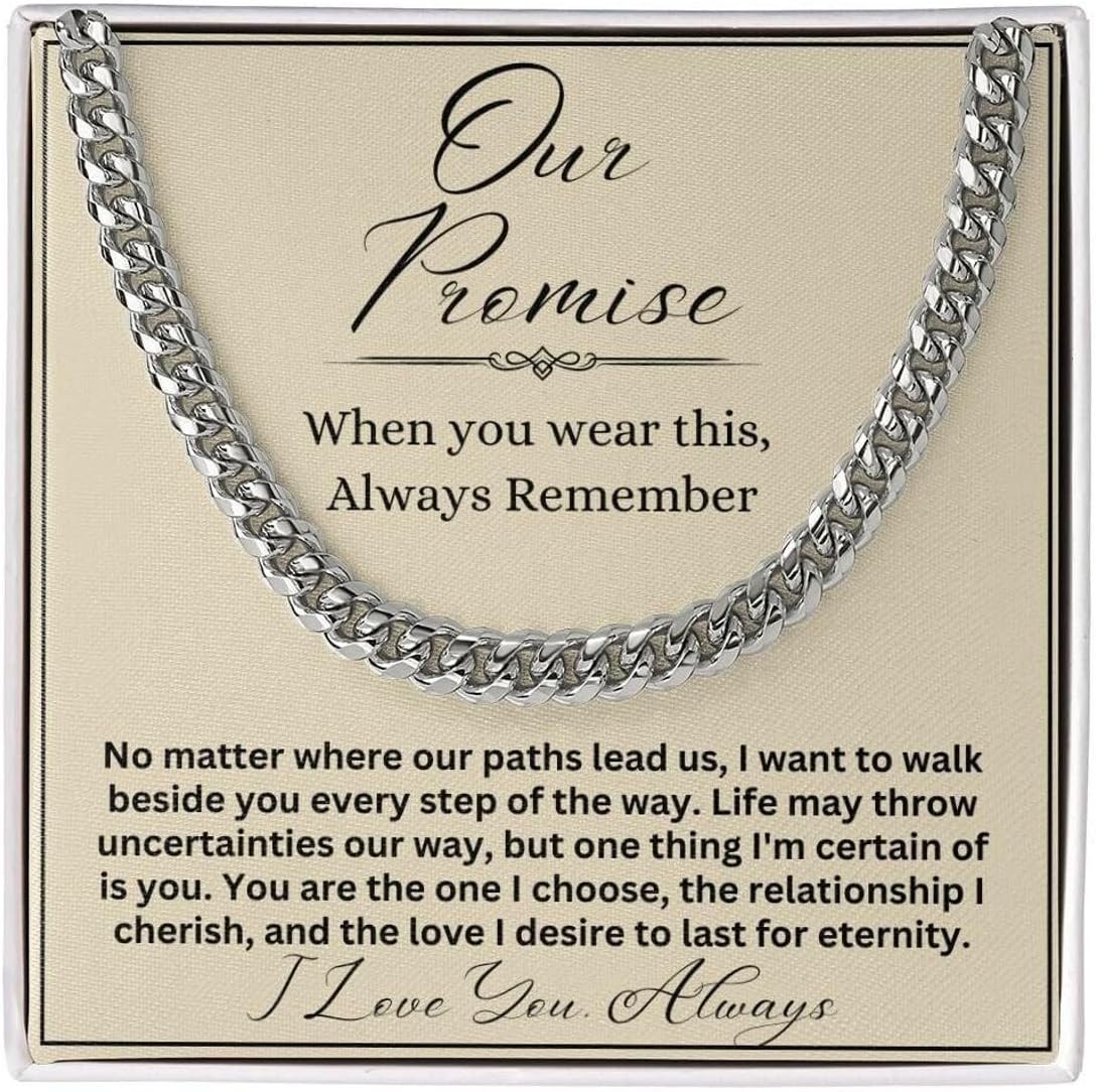 Promise Necklace For Him, Personalized Sentimental Meaningful Gifts For Boyfriend, Cool Boyfriend Necklace, To My Man Necklaces Gift, Silver Gold Cuban Link Chain For Men, Drummers Birthday Christmas
