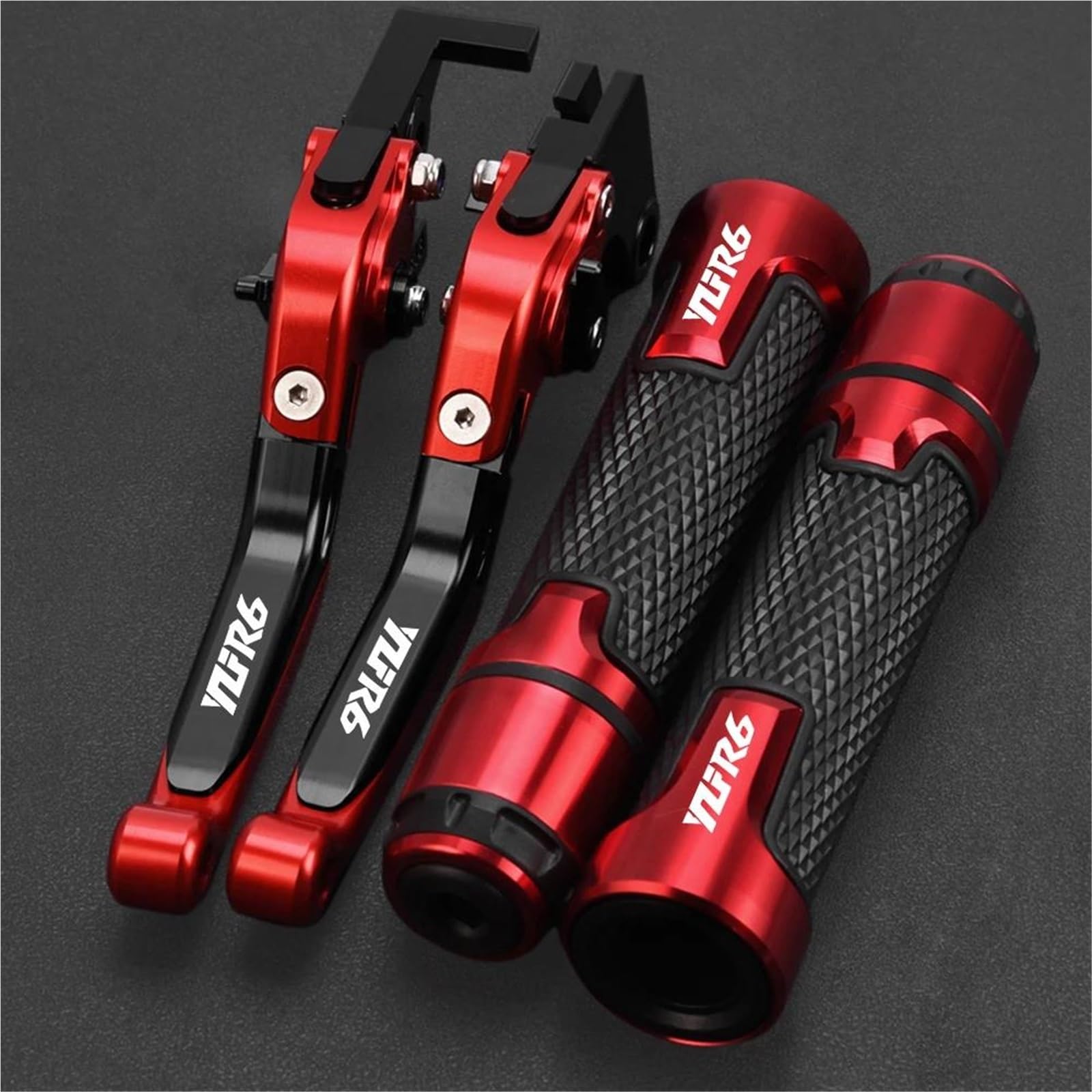 Cwziwoyji A Fit For Yamah Yzfr6 2005-2015 Motorcycle Ccessories Djustable Brake Clutch Levers Handlebar Grips(A)