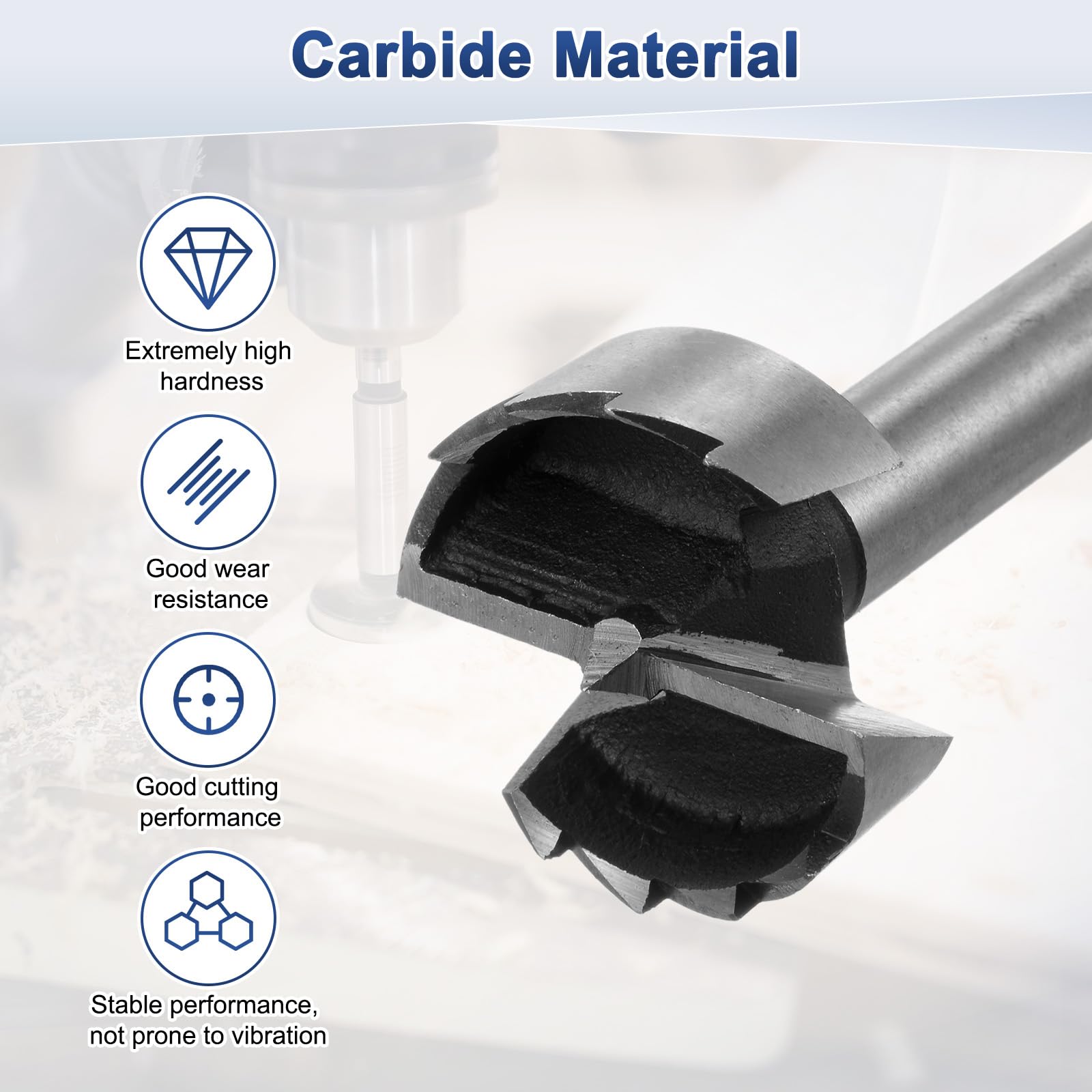 M METERXITY Forstner Drill Bit for Woodworking 1-3/8in (35mm) Carbon Steel Tip Hex Shank Hinge Cutter for Hard Wood/Plastic/Plywood/MDF - Image 2