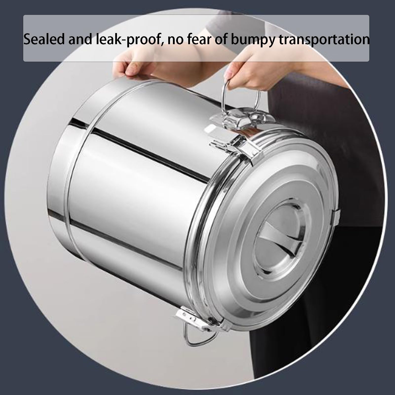Cubo aislado de acero inoxidable con asas de transporte y tapa, contenedor de transporte de alimentos para sopas, pasta, cereales