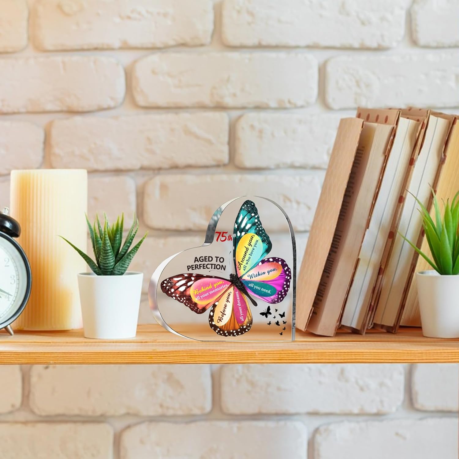 75th Birthday Gifts for Women Her, Acrylic Heart Cake Topper Birthday Decorations Presents, 75 Year Old Bday Gifts for Mom, Aunt, Grandma, Sister, Best Friends, Wife, Her - Image 4