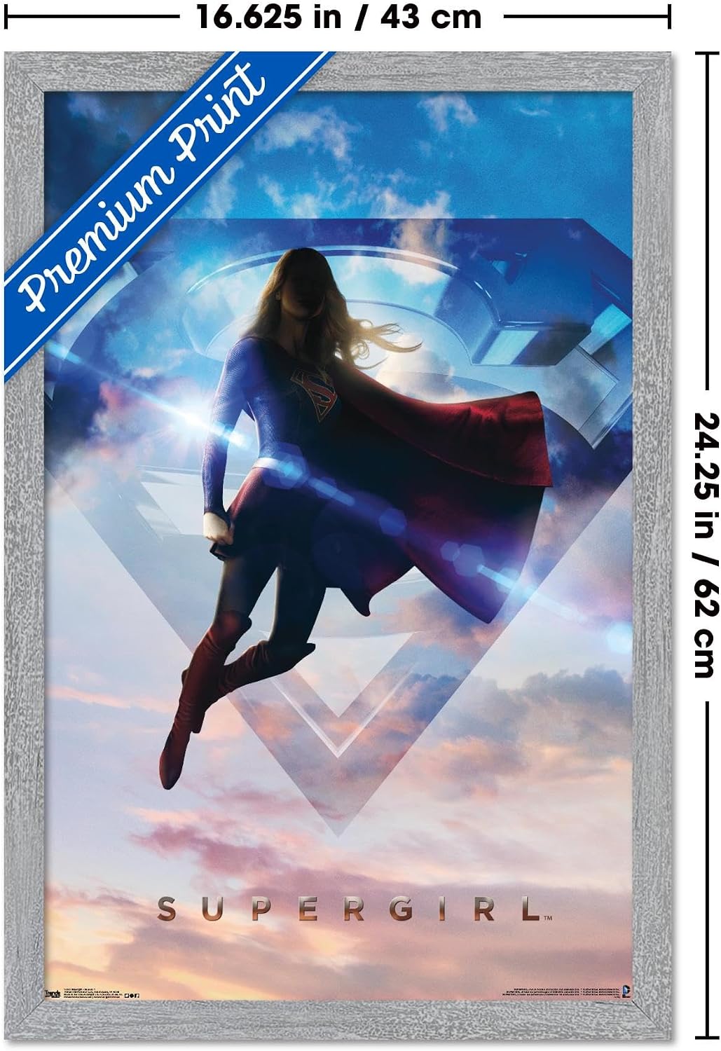 Trends International DC Comics Arrowverse Supergirl - Season 1 Wall Poster, 22.4L x 14.7W, Gray Framed Version