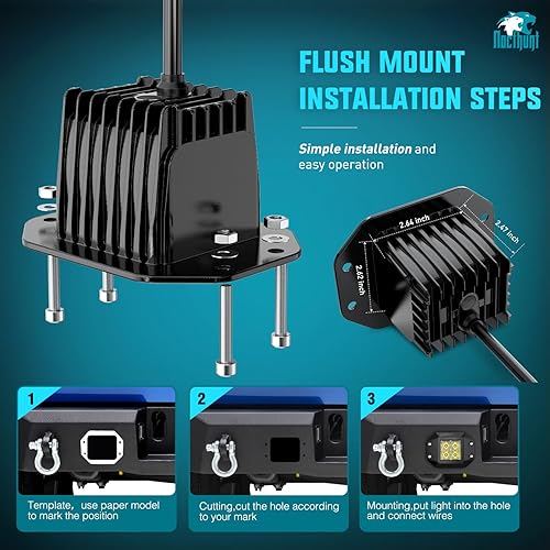 Miniatura 7 de Nilight Luces LED de montaje empotrado, 2 unidades, 4.7 pulgadas, 4 LED, haz de inundación, luz de marcha atrás, luces LED de conducción