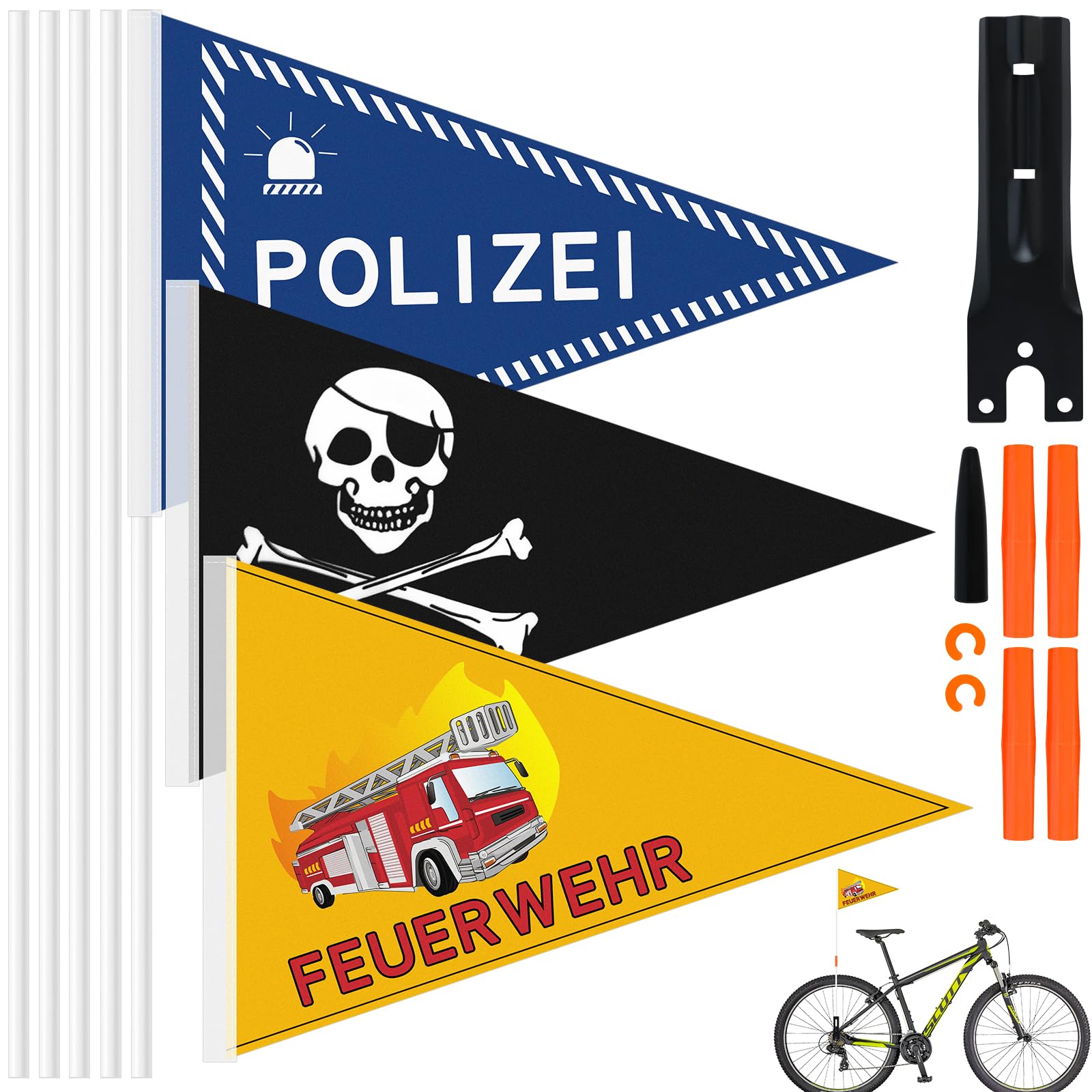 Muyohix Fahrrad Wimpel für Kinder, 3 Stück Fahrradfahne für Kinder, Kinderfahrrad Sicherheitswimpel Verstellbare, Kinderfahrradfahne mit Befestigungswinkel, Bunt Fahrradanhänger Fahrradzubehör(B) Sport & Freizeit