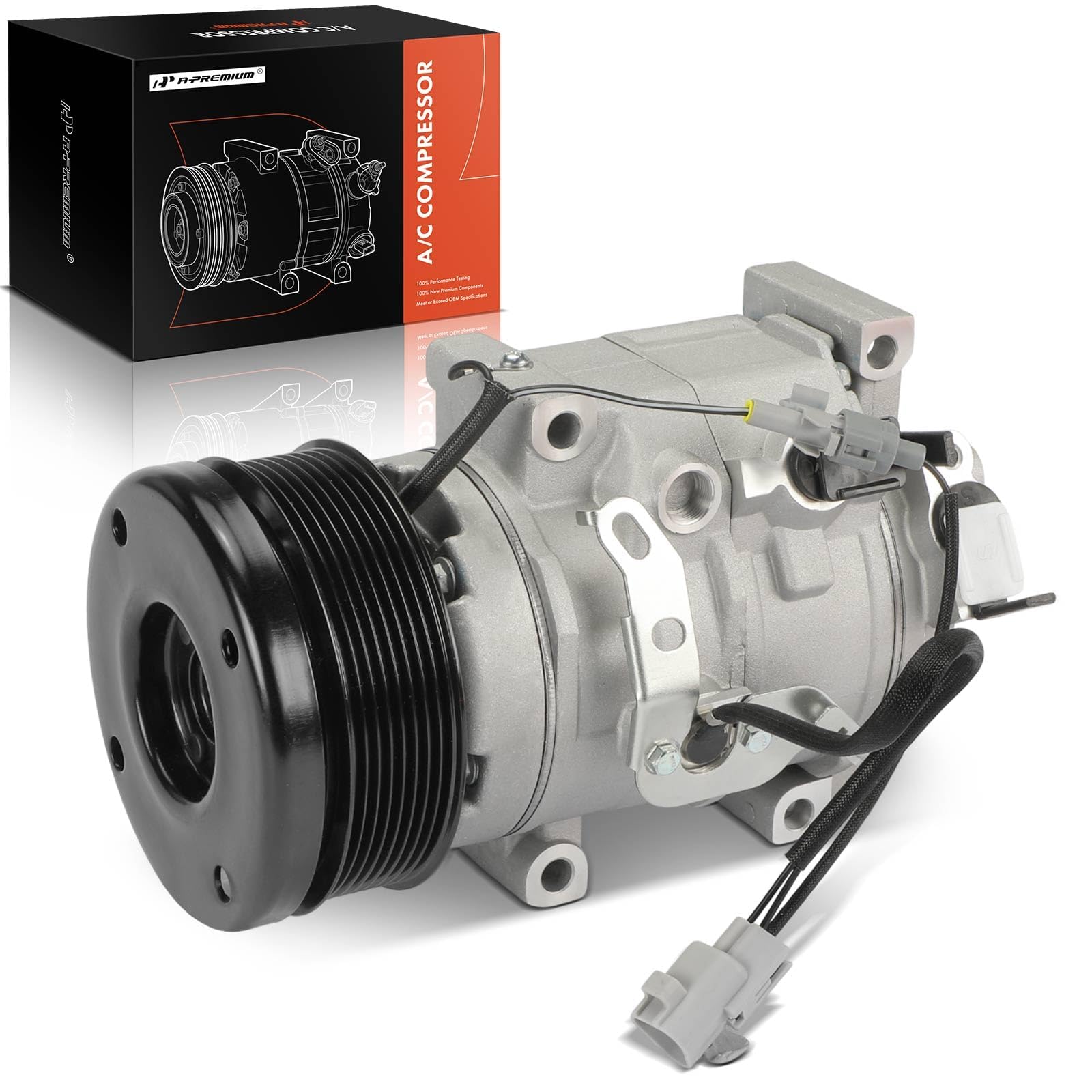 A-Premium A/C Compressor with Clutch Compatible with Toyota Sequoia 2008-2022, Land Cruiser 2008-2011 2013-2021 & Lexus GX460 2010-2023, LX570 2008-2011 2013-2020, 10SR19C Style