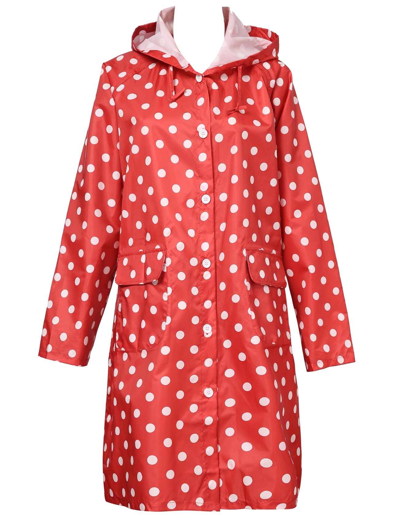 Siyang Womens Long Dot Waterproof Raincoat Rainwear Rain Jacket