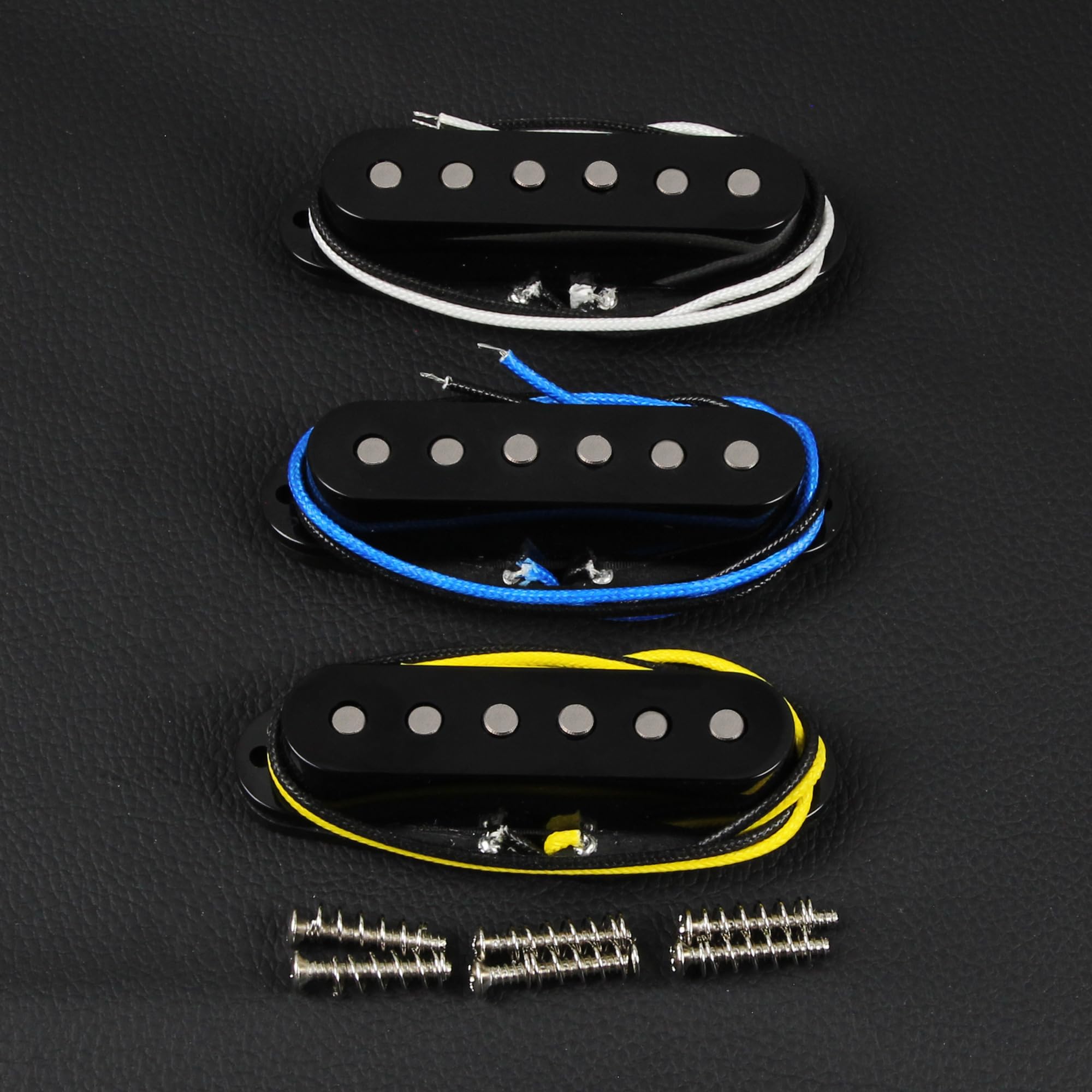 Fleor set di palo Frazionata Alnico V collo/medio/ponte vintage copertura pickup Single Coil chitarra pickup Fiber bobina Cloth Wirings, nero, Inc. Viti e molle Neck/Middle/Bridge White
