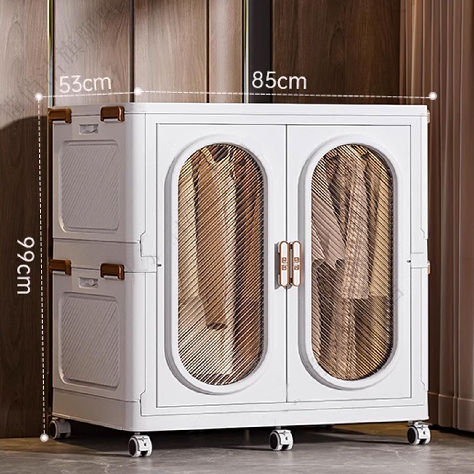 Armario Plegable, Armario Compacto de acrílico, Fabricado en PP, con Puertas Dobles(85 * 53 * 99cm)