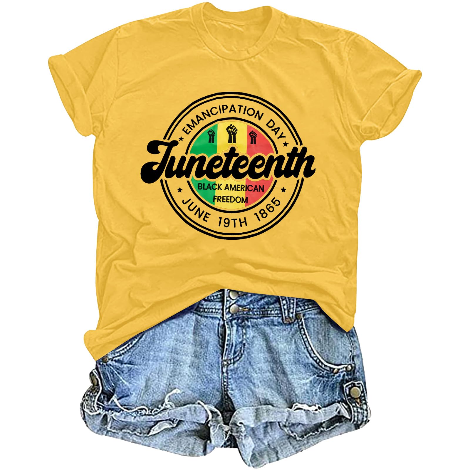 Juneteenth T-Shirt Black History Shirts: African American Tees – Damen Freedom Shirt 1865 Emancipation Day Tops