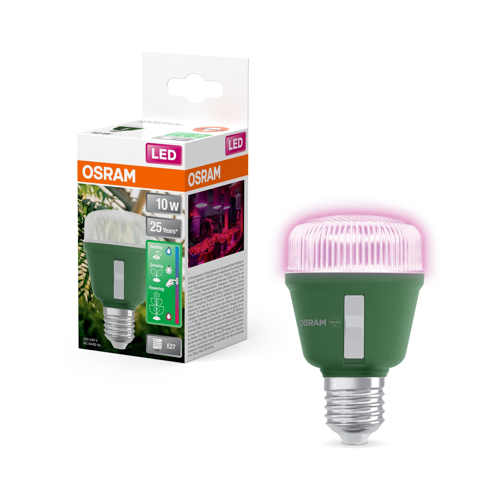Osram LED Star Grow Lamp T 60 10W Clear E27, Weiß