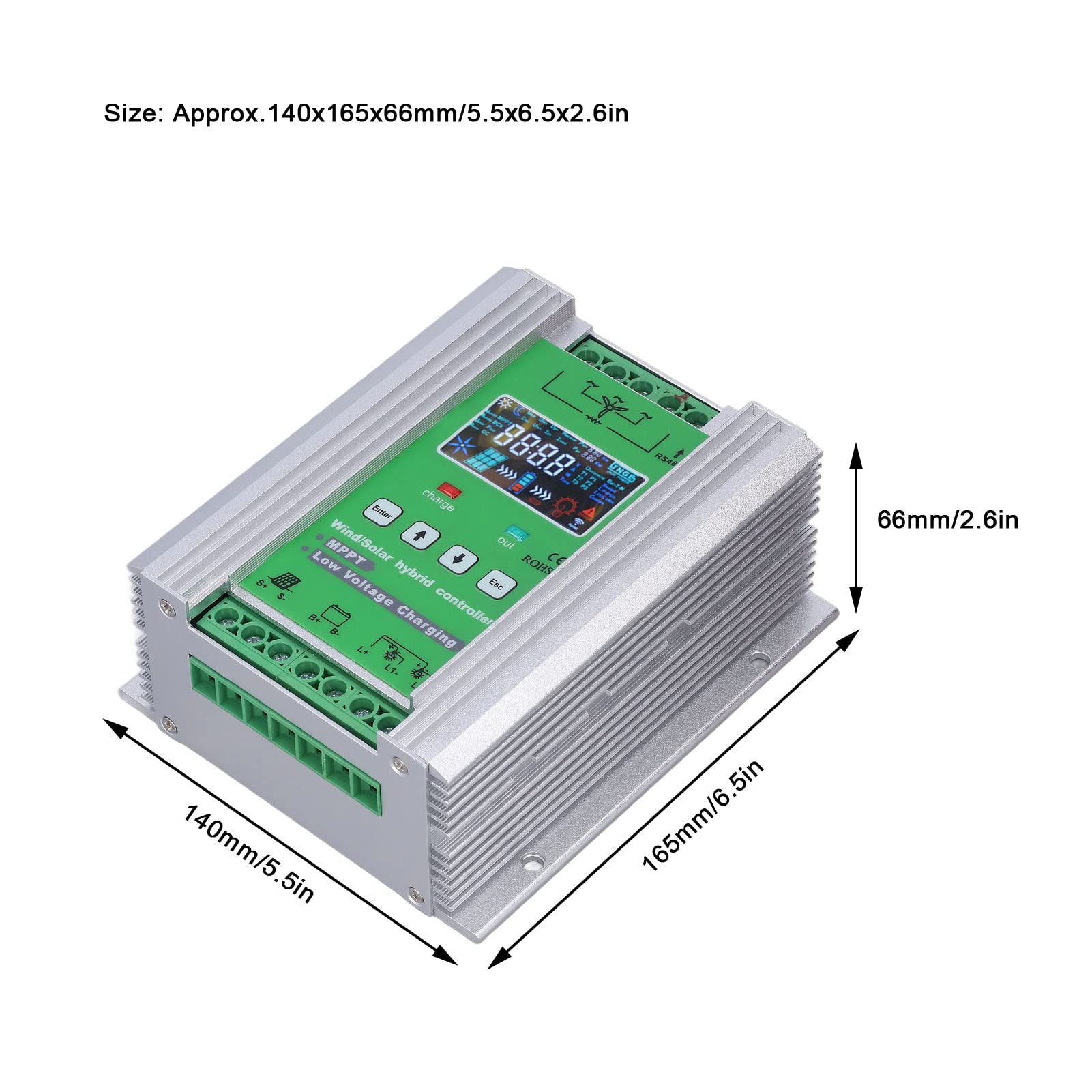 Alomejor Wind Solar Hybrid Charge Controller, 1000W High Efficiency