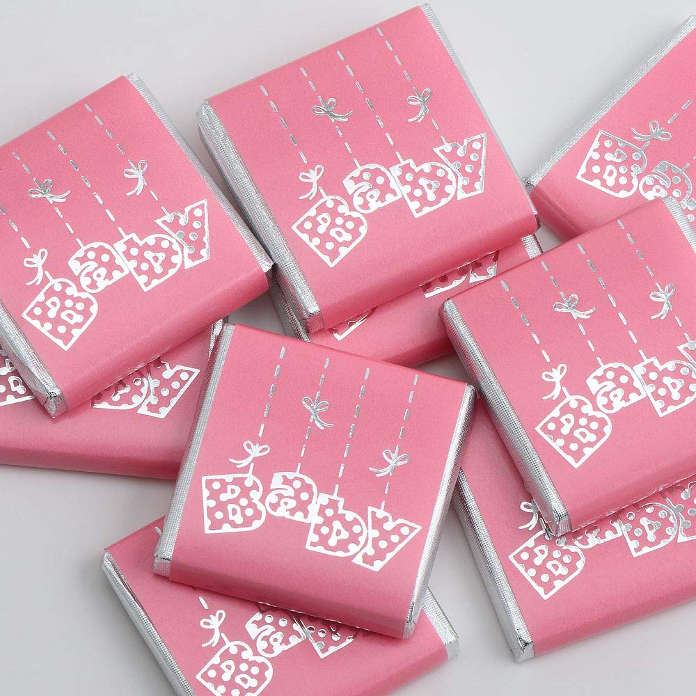 Italian Options Baby Shower Chocolate Neapolitans Pink Baby Girl (50 Chocolates)