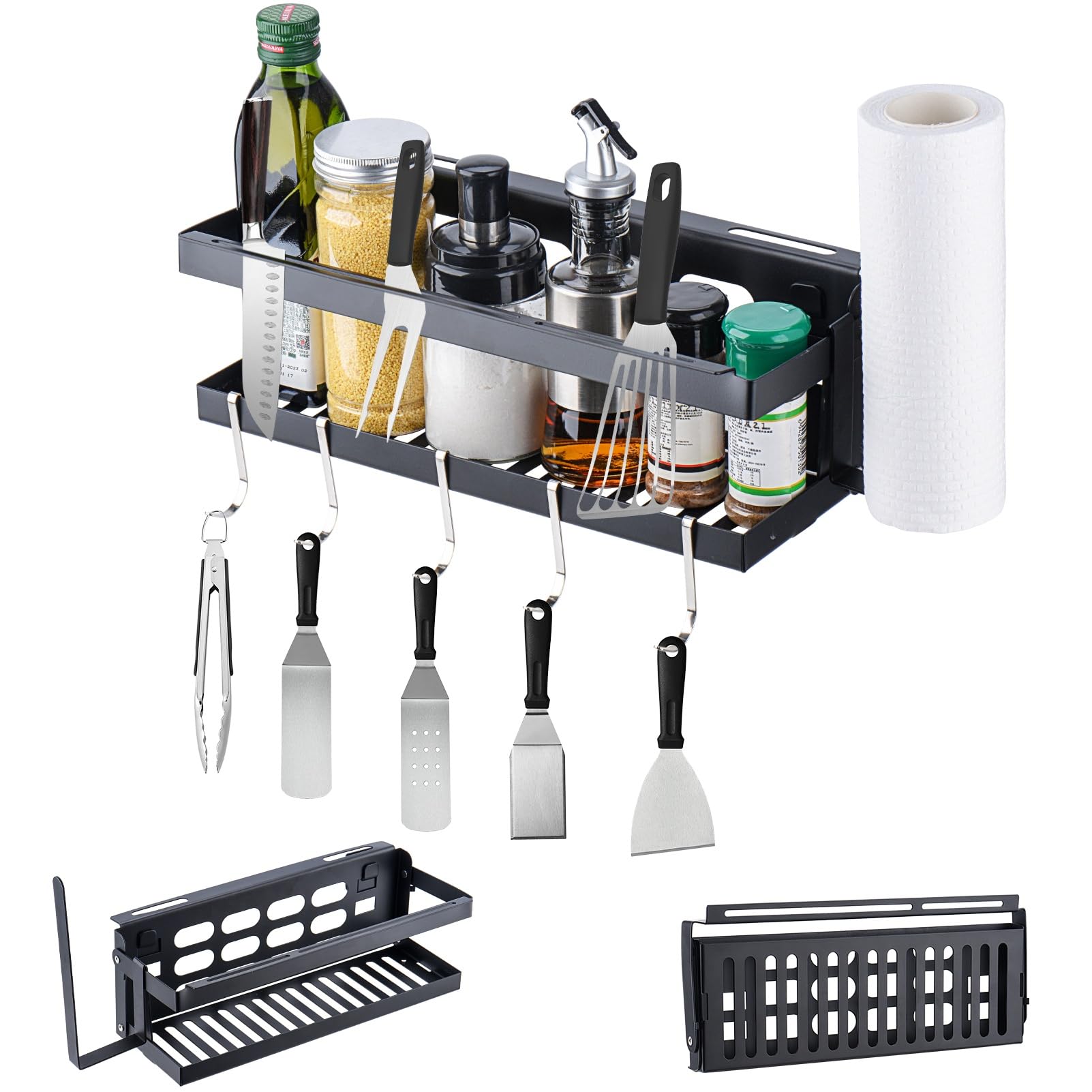 CNIYXA Upgraded Griddle Caddy for Blackstone,Foldable Griddle Accessories Prep Cart for 17"/36" Space Saving BBQ Grill Storage Organizer Box Paper