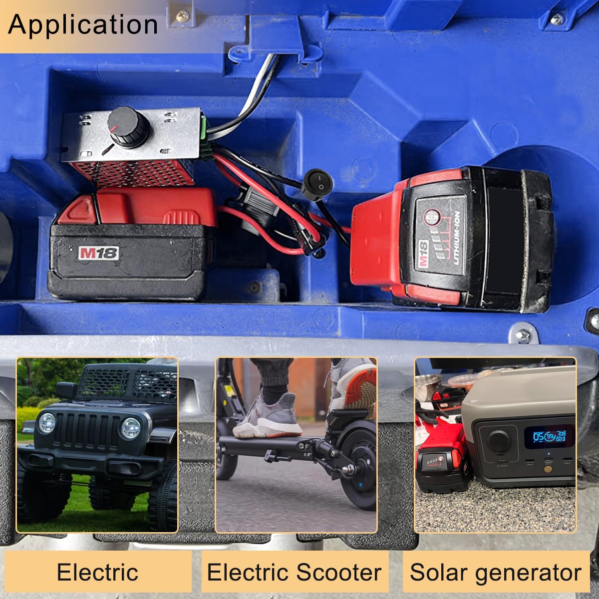 2 Pièces Adaptateur pour Milwaukee M18 18V Adaptateur de Batterie Power Wheels, Convertisseur pour Bricolage Lumière RC Truck Car, 12AWG Wire, Connecteur de Batterie d'Outil de Puissance