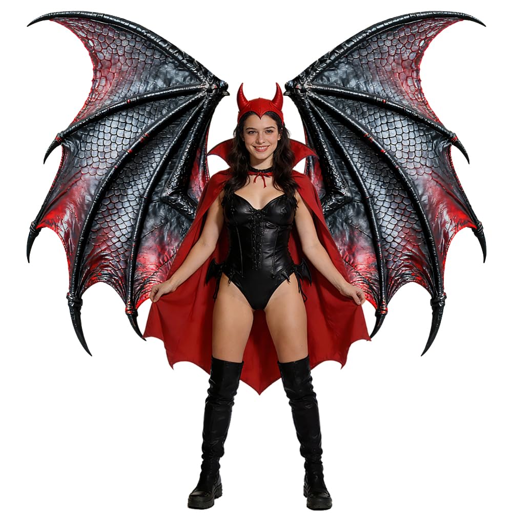 WADORN Dragon Wings Theme Decorations Backdrop, 4.9x6.6Ft Demon Big Wing Party Banner Backdrops Knight Wing Photography Background for Birthday Party Home Halloween Decors Supplies