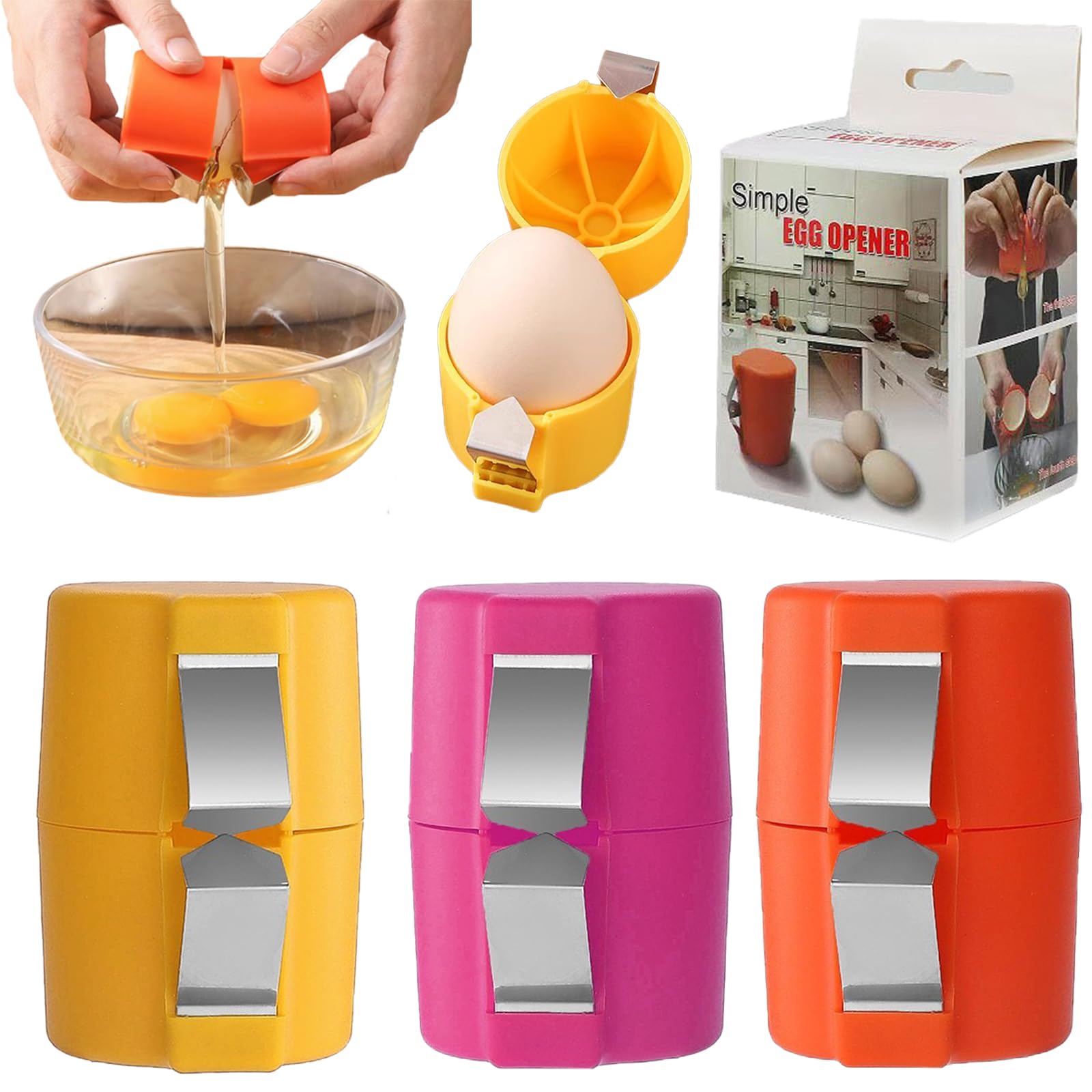 3Pcs Egg Shell Opener, Egg Peeler Tool for Eggs, Stainless Steel Eggshell Opener, Egg Topper Cutter Tool, Egg Cracker for Raw Eggs, Eggshell Breaker, Kitchen Gadgets