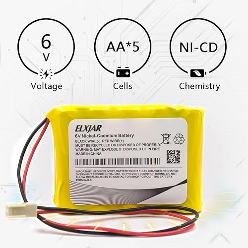 Miniatura 4 de Lunggwey Paquete de 2 baterías Ni-CD de 6 V y 800 mAh de repuesto para Saft 705105, Emergi-Lite 0018701, 850.0054 850.0035, OSI OSA013AA CUSTOM-125