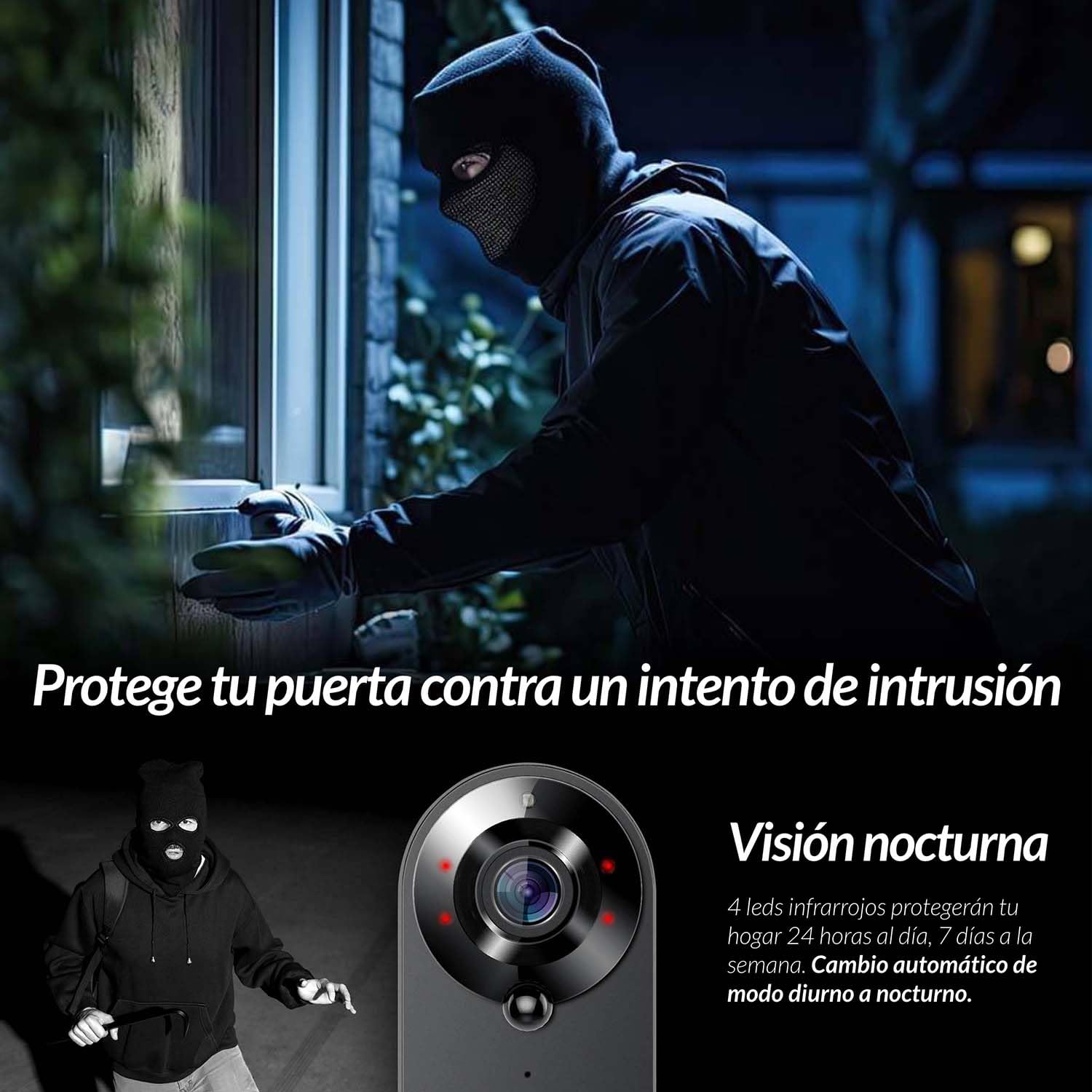 Mirilla Digital WiFi Outdoor AYR 761. Protege TU Puerta. Sensor de Movimiento, Infrarrojos y visión Nocturna. Pruébame con Alexa y Google Home.