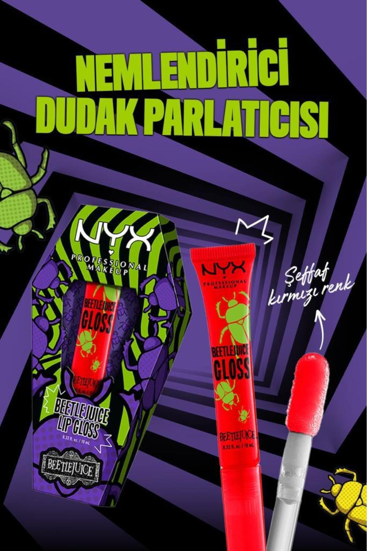 NYX PROFESSIONAL MAKEUP Beetlejuice Özel Koleksiyon Dudak Parlatıcısı Kırmızı