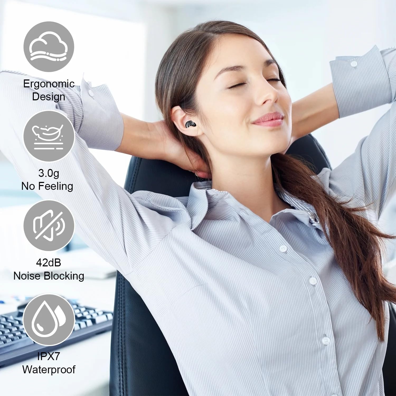 Sleep Earbuds Bluetooth 5.4 in Ear Smart Touch Screen Headphones, 48H Noise Cancelling Ear Buds with 5 EQ Modes, Mini Wireless Headphones Small Design for Side Sleepers, Clear Calls Earphones, IPX7