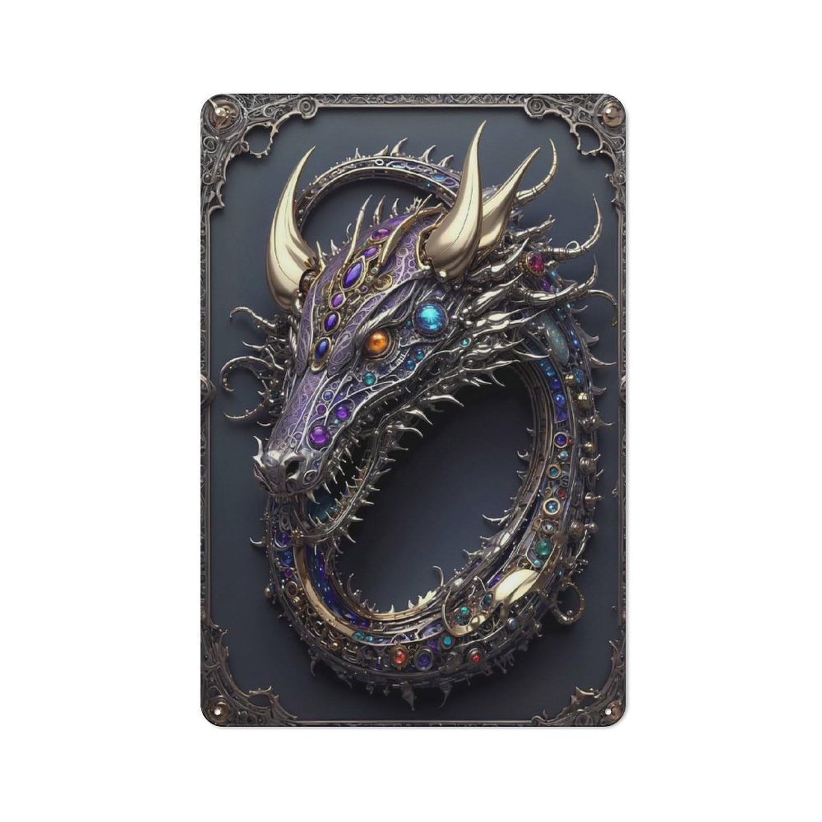 Junmoney Style-8 Cyber Dragon Retro Tin Sign 30X20cm For Café Or Restaurant, Housewarming Wall Decor For People Furnishing Café And Restaurant
