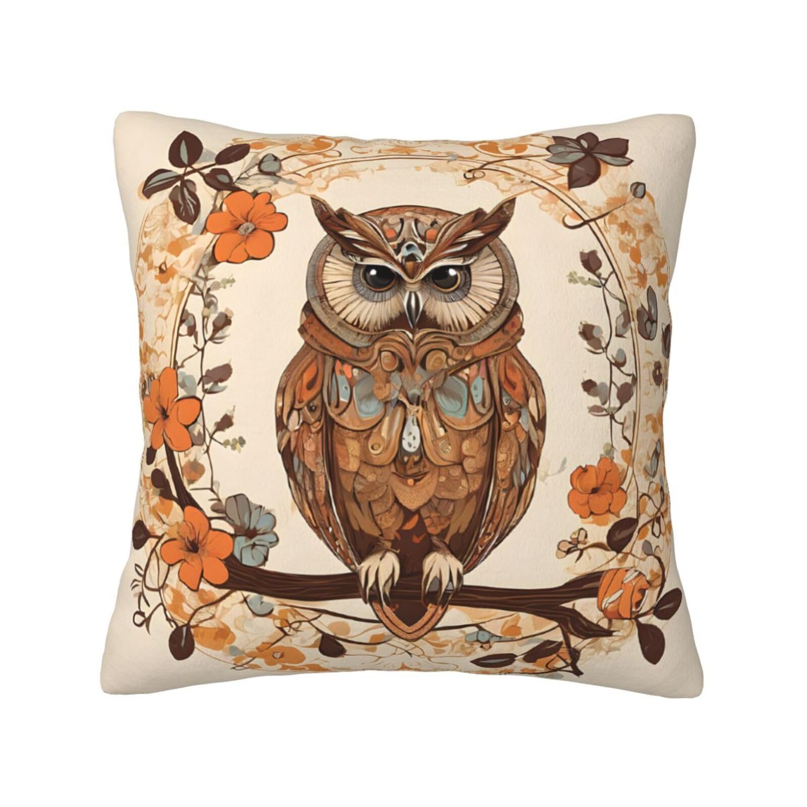 Housses de coussin chouette velours 66x66 cm déco canapé et lit