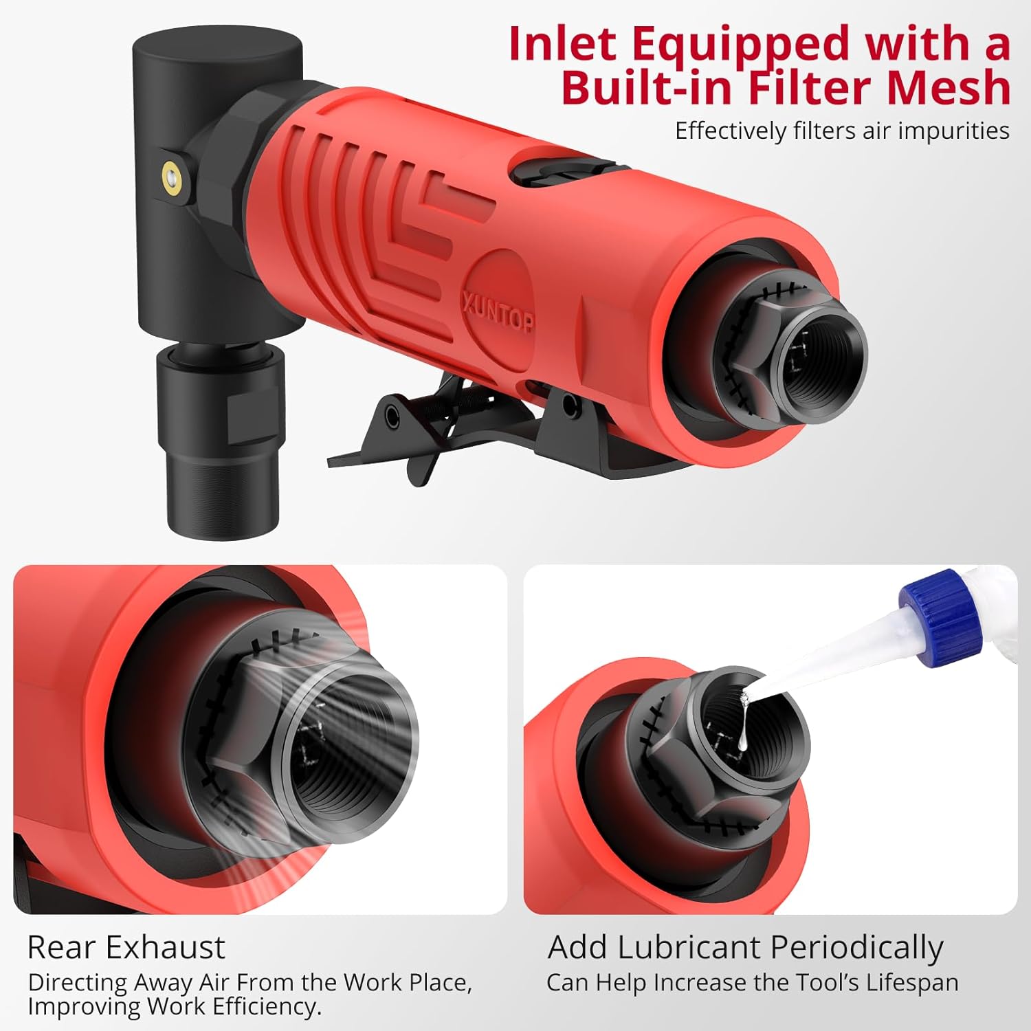 Professional Machinist Kit: Digital Dial Indicator 1"/0.0005" & 20000 RPM Right Angle Air Angle Grinder with After-Exhaust, Magnetic Base, Dual Collets, Precision Measurement & Polishing