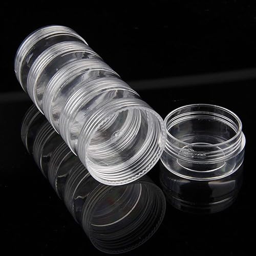 Miniatura 4 de TDOTM - Caja cilíndrica de 5 capas apilable, transparente y redonda de plástico PS, caja organizadora de accesorios súper transparentes para