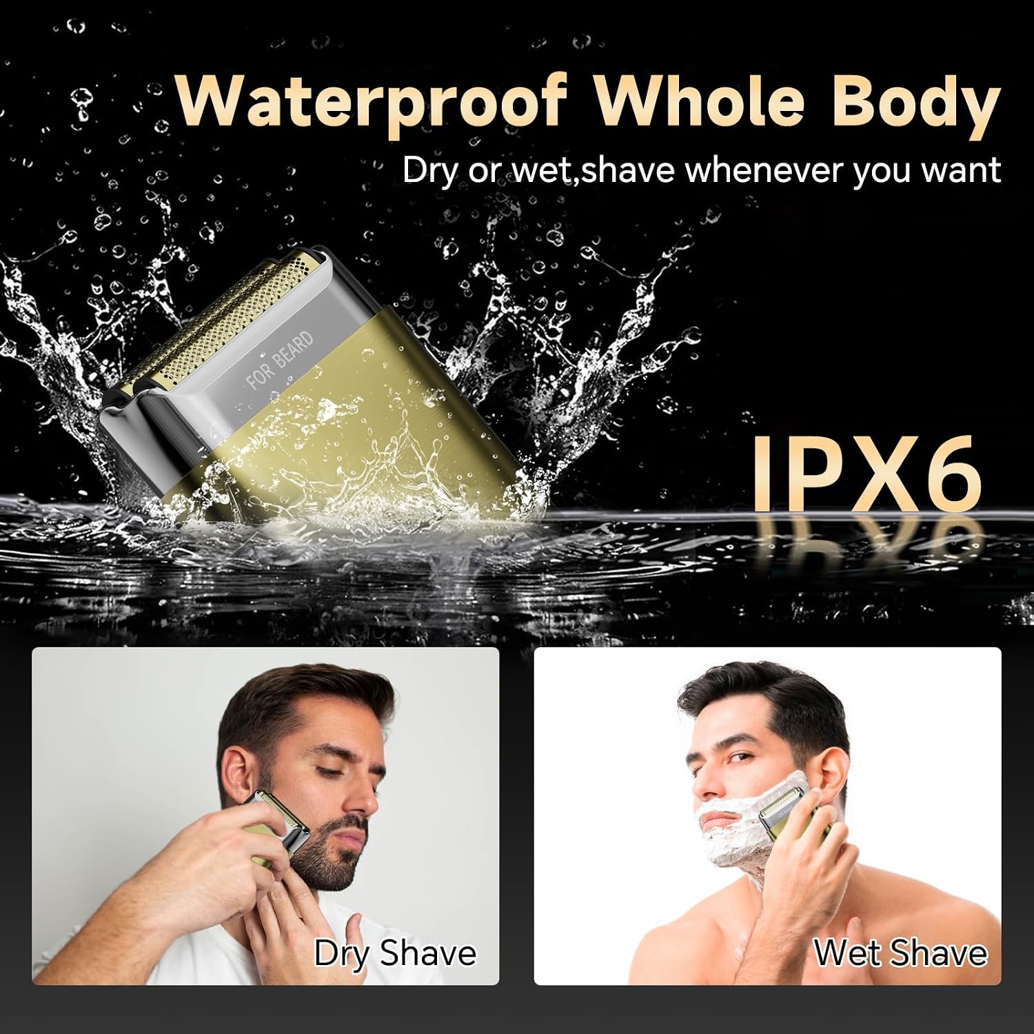 RUIM Electric Razor for Men – 2-in-1 Foil Shaver & Trimmer, USB-C Fast Charging, IPX6 Waterproof Wet/Dry, for Face Head & Beard Grooming, Travel Essentials