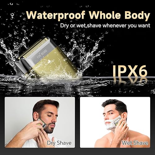 Miniatura 6 de RUIM Afeitadora eléctrica 2 en 1 y recortadora de pelo para hombres, afeitadora profesional de lámina dorada con cabezal flotante 3D, totalmente