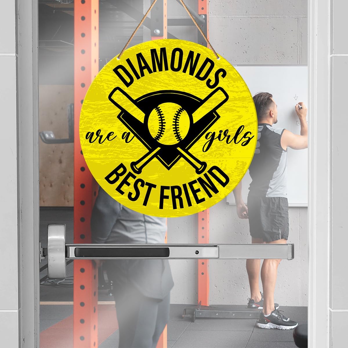 Softball Signs Wall Decor, Softball Hanging Sign Decor Sport Wall Decorations Sign for Home, Room, Girls Bedroom, Gift for Girl Softball Player Lover Fans, Diamonds Are a Girls Best Friend