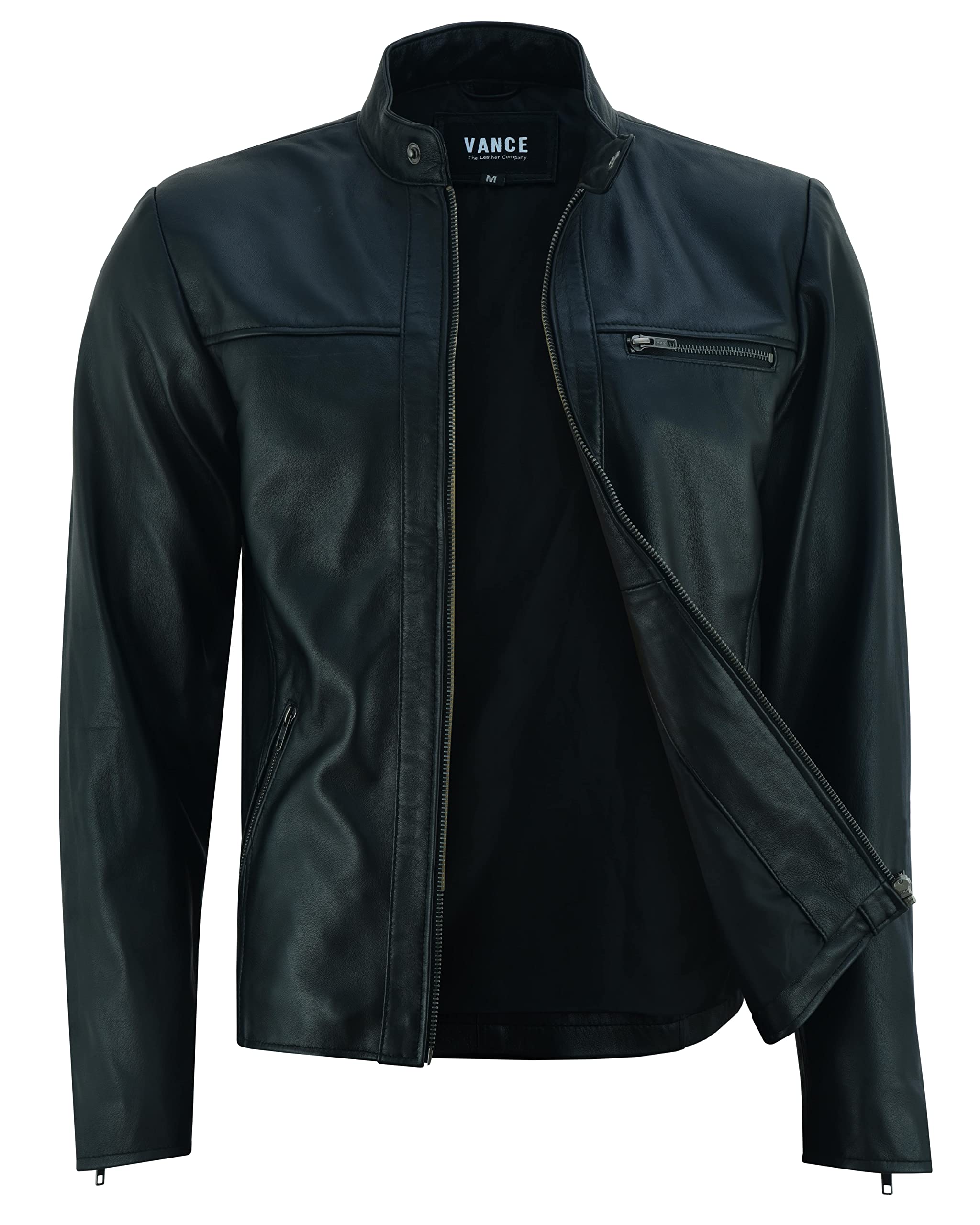 Vance Herren Echt Lederjacke aus 100% Lammleder (Schwarz) oder Rindsleder (Braun)