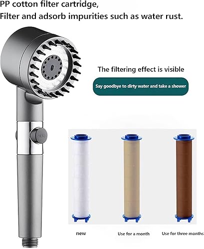 Miniatura 8 de Ducha de mano extraíble, masajeador de cuero cabelludo, filtración a presión y múltiples modos de rociado, cabezal de ducha con filtro, lavado con