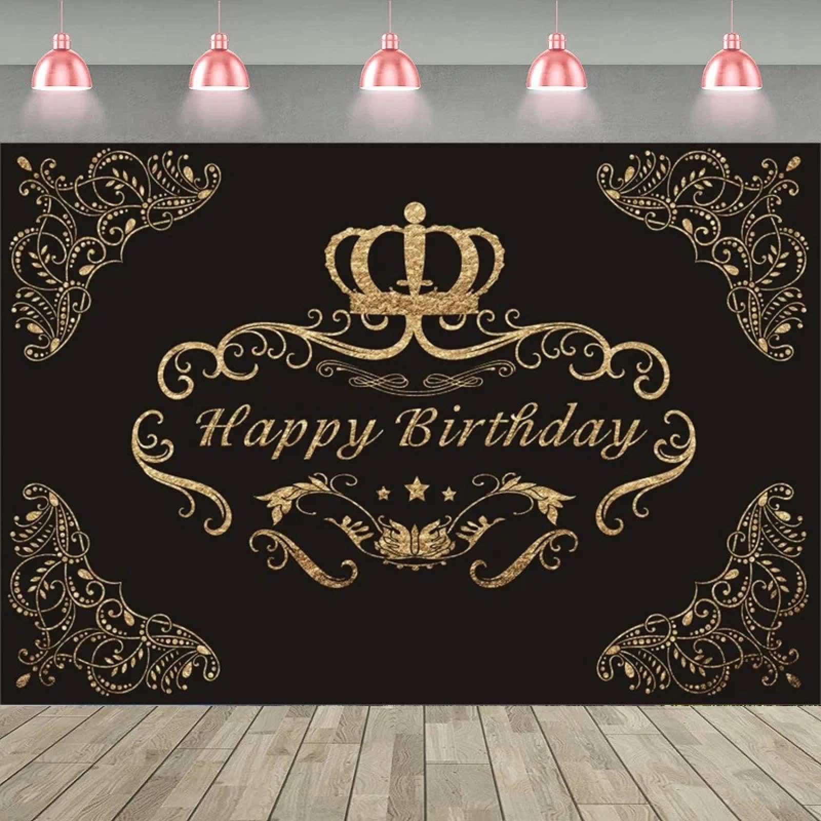Fotografie Hintergrund Goldene Krone Design Schwarz Luxus Poster Für Prinzessin Frau Mädchen Alles Gute Geburtstag Party Hintergrund