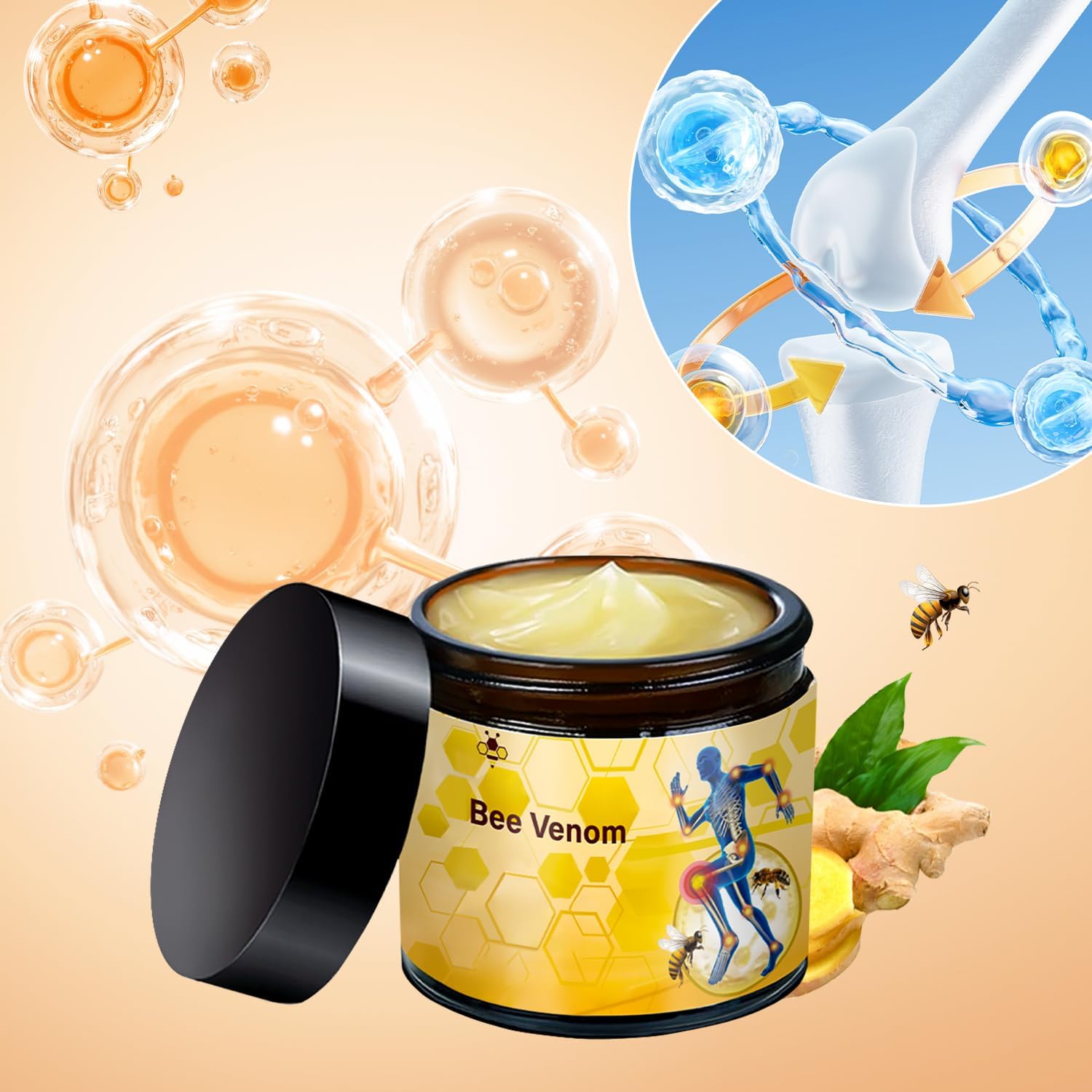 2 Pcs Botulinum Toxin & Bee Venom-Relief Bone Healing Cream, Professional Bee Venom Cream, Natural Joint Relief Gel for Neck,Waist,Back Hand Feet and Leg, for All Skin Types - Image 8