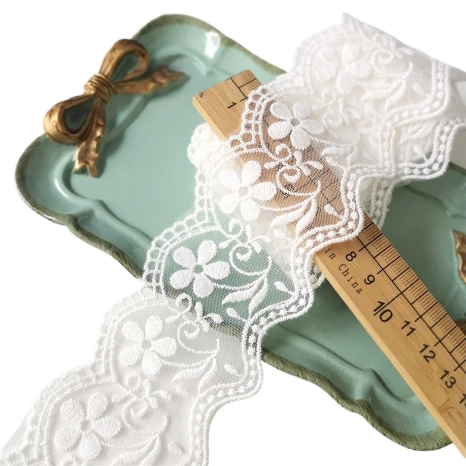 Cinta De Encaje De Algodón Con Ojales Adornos de encaje algodón bordado, tela borde, flores, Material decorativo hecho a mano, Accesorios(Color 2)