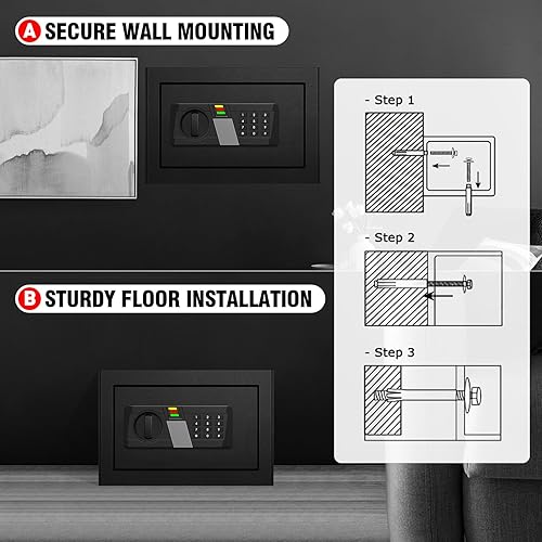 Miniatura 6 de AltiKeep Caja de seguridad de 0.5 Cub Money para el hogar a prueba de fuego, impermeable, caja de seguridad y caja de seguridad con sensor de luz