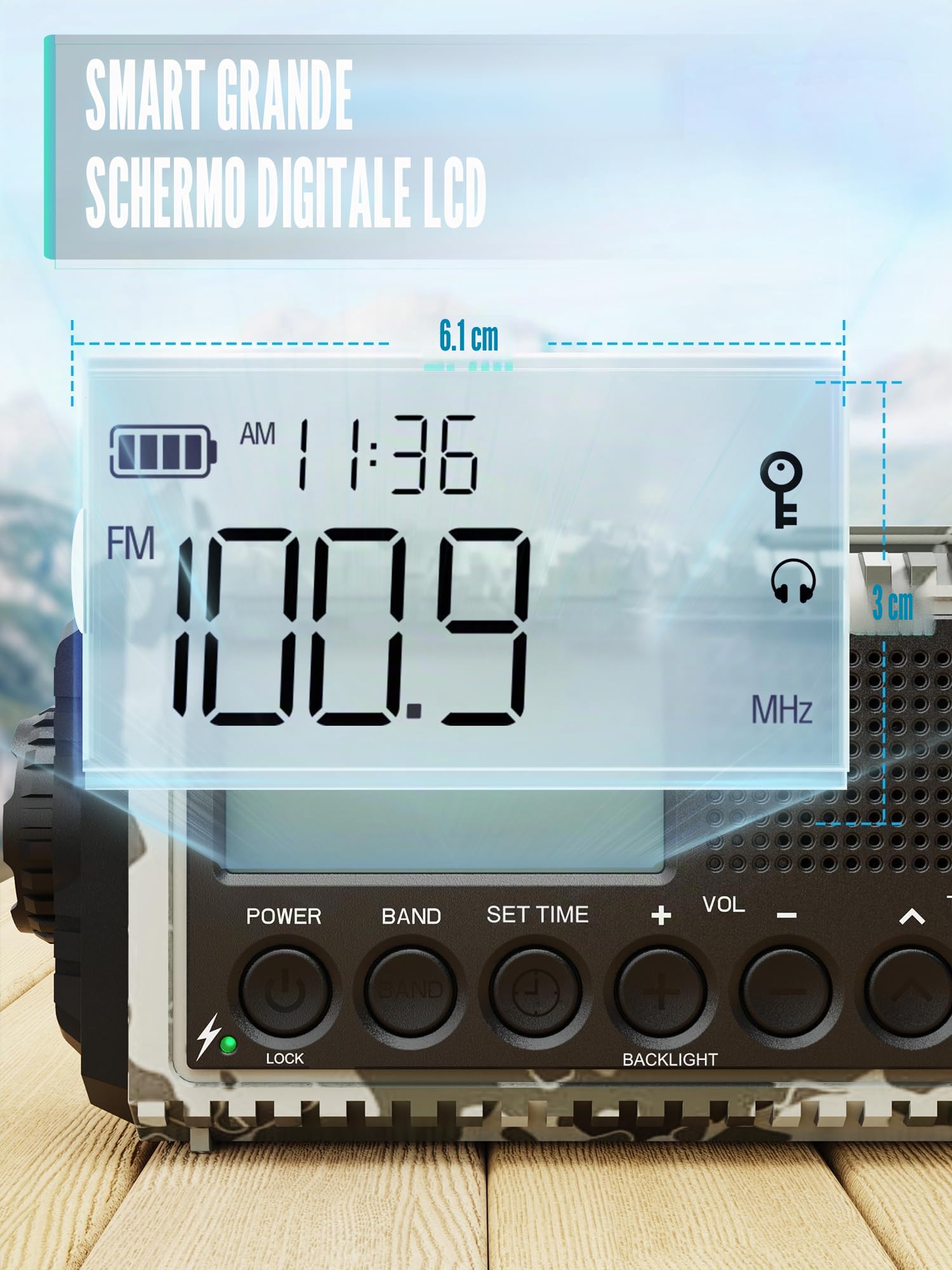 Radio Portatile di Emergenza 12000 mAh AM/FM/SW Ricaricabile Impermeabile