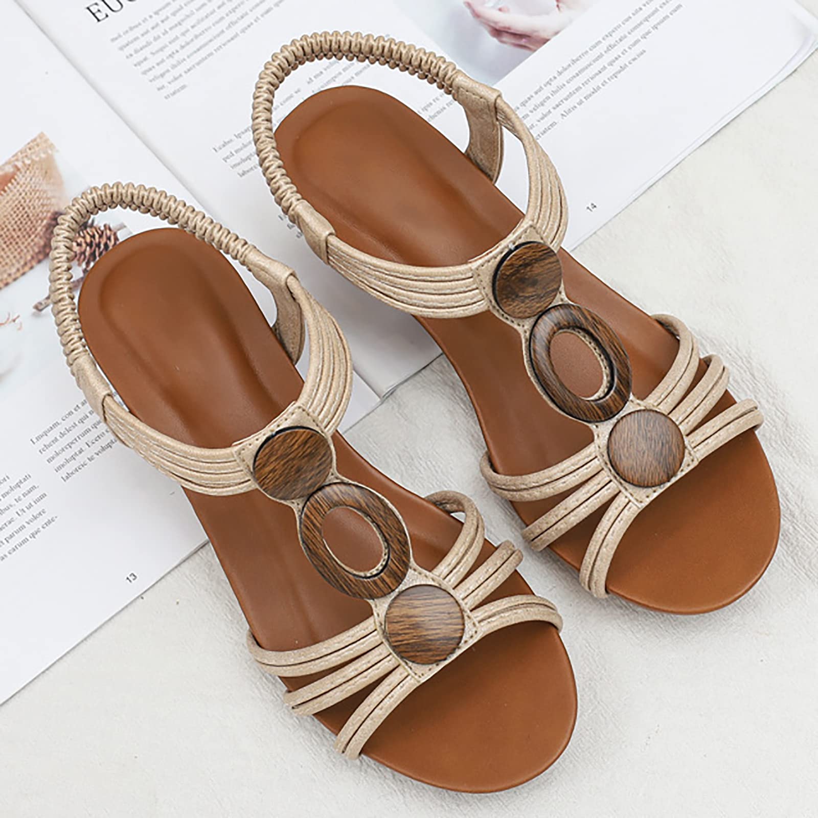 Donna Roman Estivi Sandali con Zeppa Tacco Alto Eleganti Vintage Casual Moda Scarpe Spiaggia Bohemian Sandali Infradito da Donna Sposa