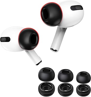 Lanwow Memory Foam Ear Tips for AirPods Pro 1st & 2nd Gen, 3 Pairs, Assorted S/M/L, Secure Fit, Black