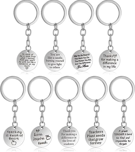 Yaomiao Juego de 9 llaveros de agradecimiento al profesor, regalo de graduación para el día del maestro, regalo de agradecimiento para profesores