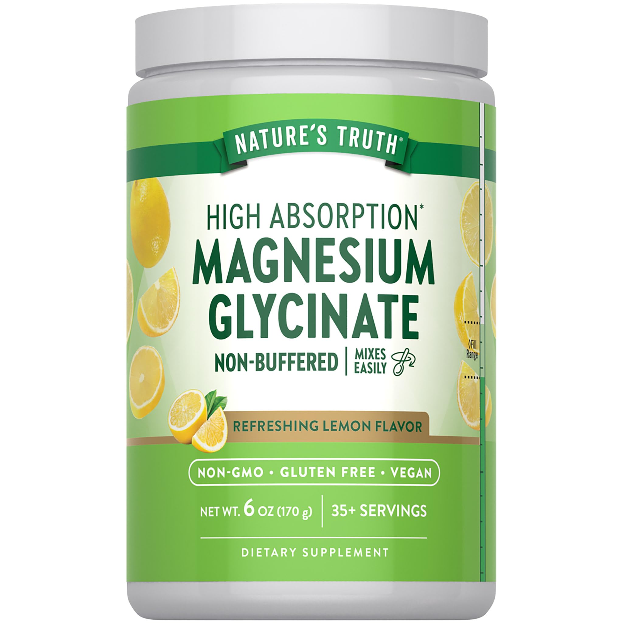 Nature's Truth Magnesium Glycinate Powder | 6 oz | Lemon Flavor