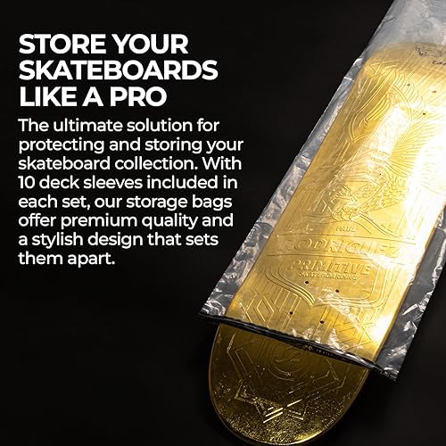 Miniatura 6 de Bolsas para patineta – Paquete de 10 fundas de cubierta para tablas de 9.25 pulgadas de ancho, diseño de dos tonos, reutilizables y resellables con