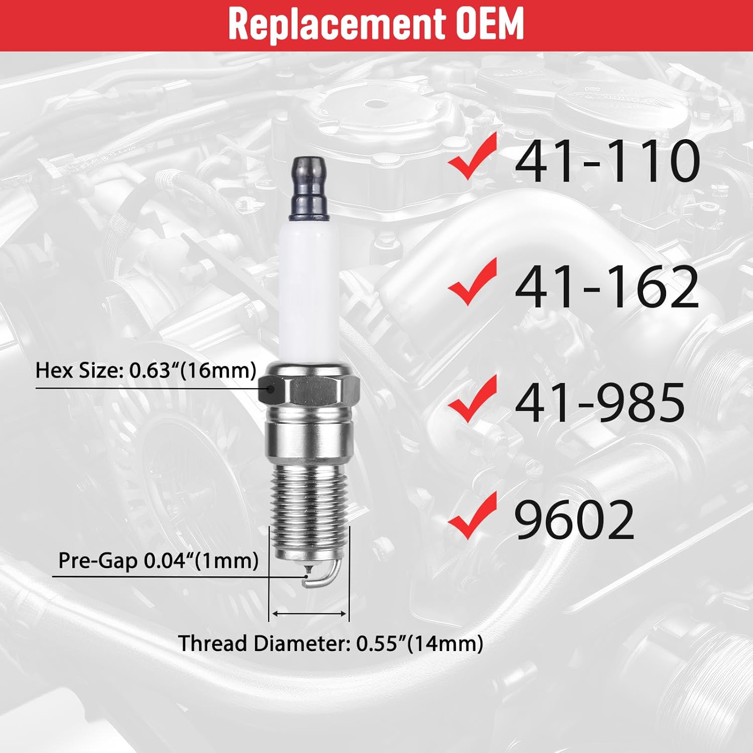High Performance Spark Plugs and Wires Fit for 1999-2013 Chevy Silverado 1500 2500 Tahoe Suburban Avalanche GMC Sierra Yukon Escalade, Replace for 9748HH 9748UU 41-162 41-110, with 4.8 5.3 6.0 6.2 V8