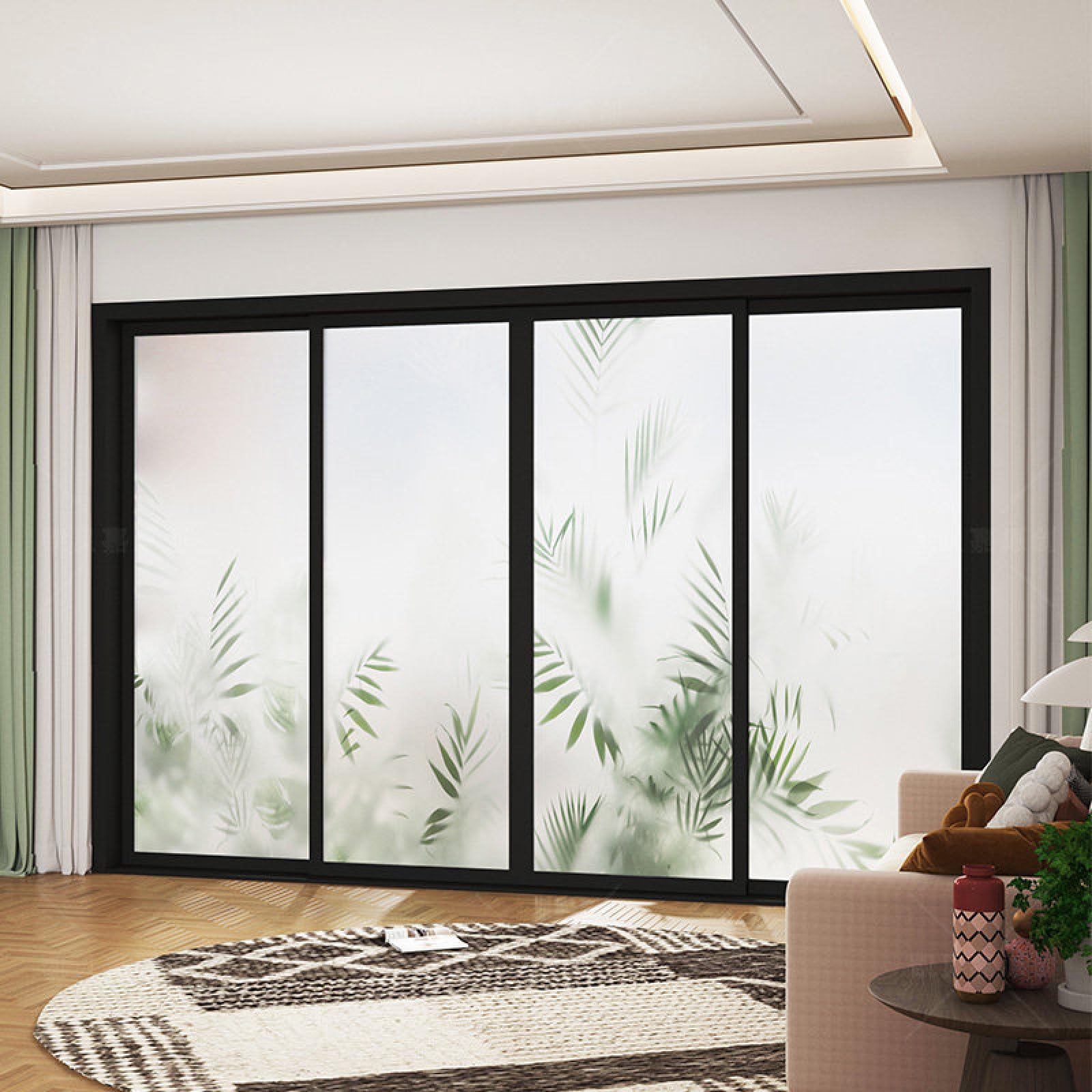 Pellicola Vetri Finestre 90X200CM Bambù Pellicola Adesiva Per Vetri Oscurante,Autoadesiva,Pellicole Per Vetri Anti Uv,Privacy Finestre Per Casa/Ufficio