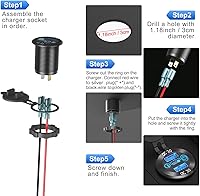 Vista 6 de Cargador de aluminio USB de 12 V PD 3.0 tipo C y doble carga rápida 3.0 puerto USB múltiple impermeable de 12 V/24 V USB con interruptor táctil, kit